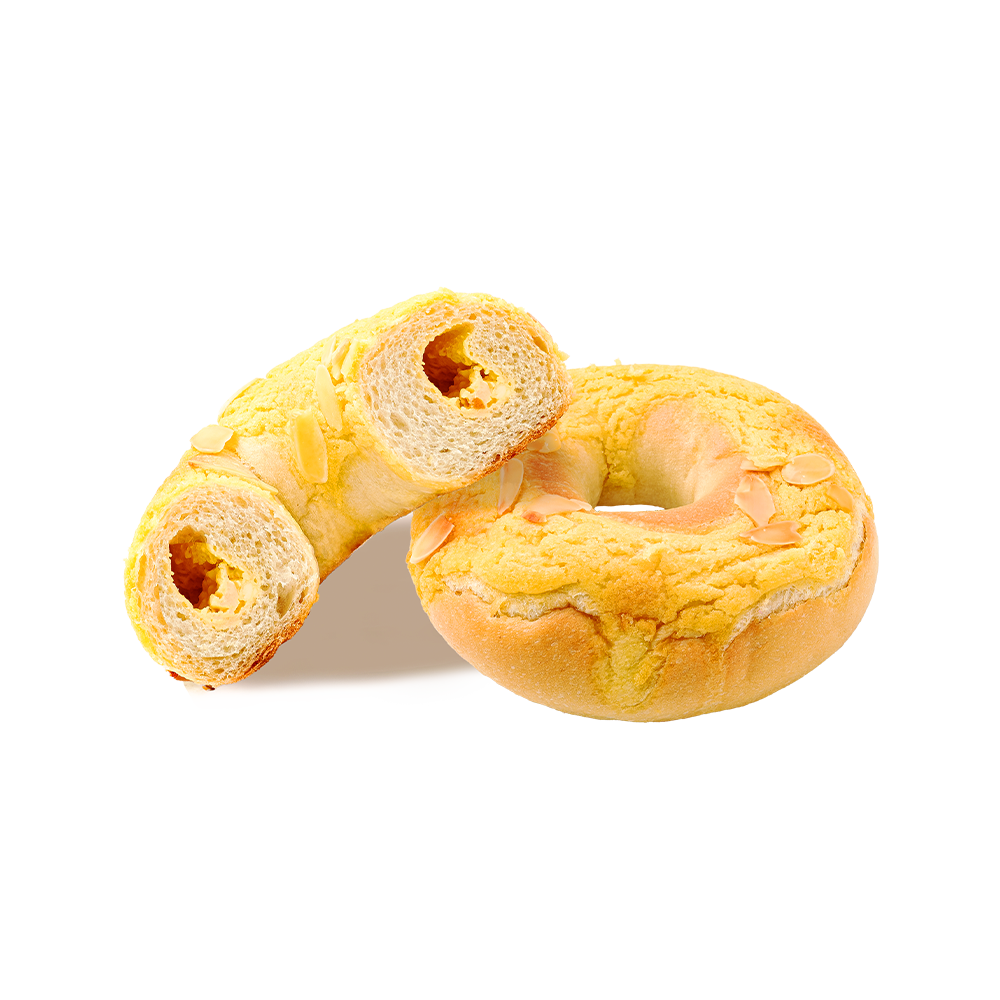 Paahdettu manteli-mango-kookosbagel Paahdettu manteli-mango-kookosbagel